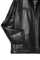 Alanzo (Plus) Men's Black Leather Jacket | Derimod