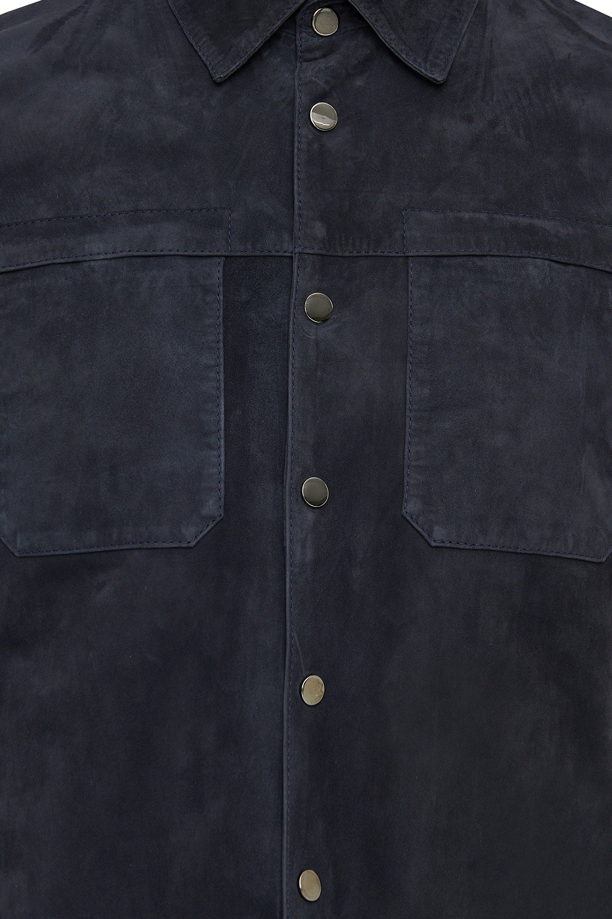 Enzo Erkek Lacivert Gömlek Yaka Süet Deri Ceket