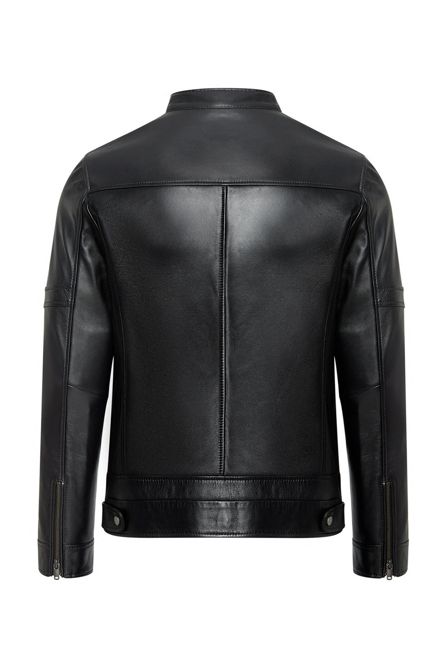 Patrick Men's Black Judge Collar Leather Jacket