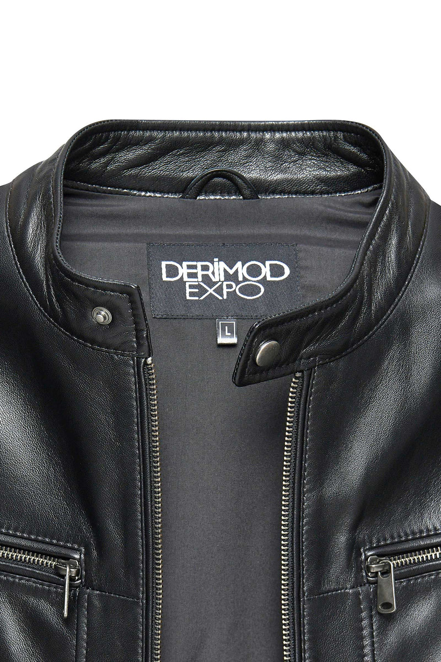 Patrick Men's Black Judge Collar Leather Jacket