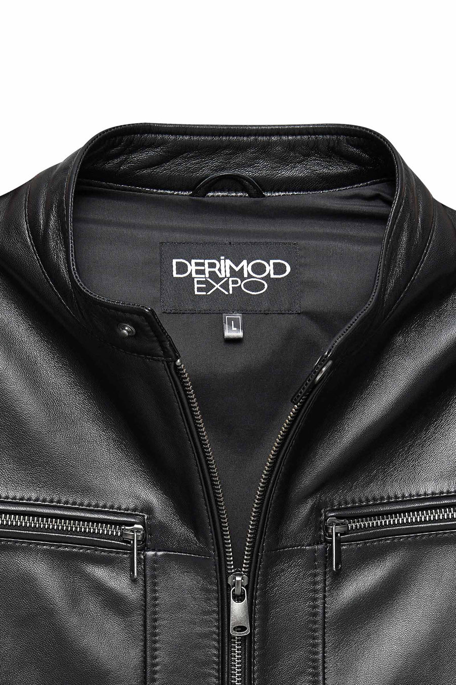 Patrick Men's Black Judge Collar Leather Jacket