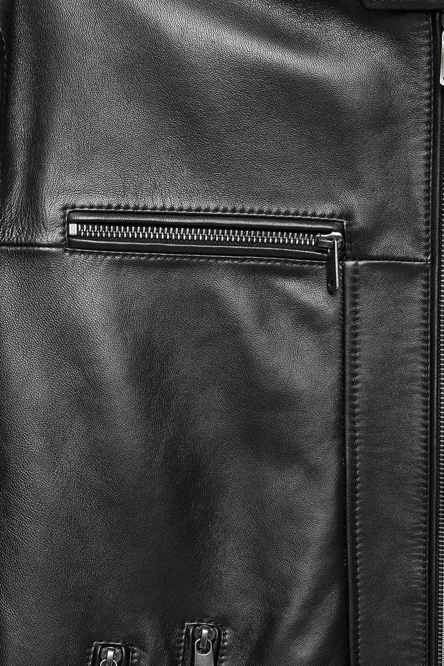 Patrick Men's Black Judge Collar Leather Jacket