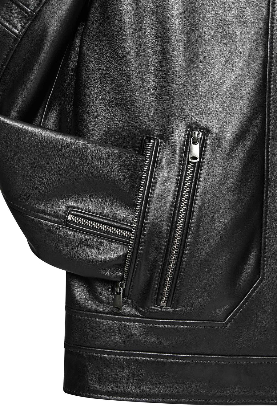 Patrick Men's Black Judge Collar Leather Jacket