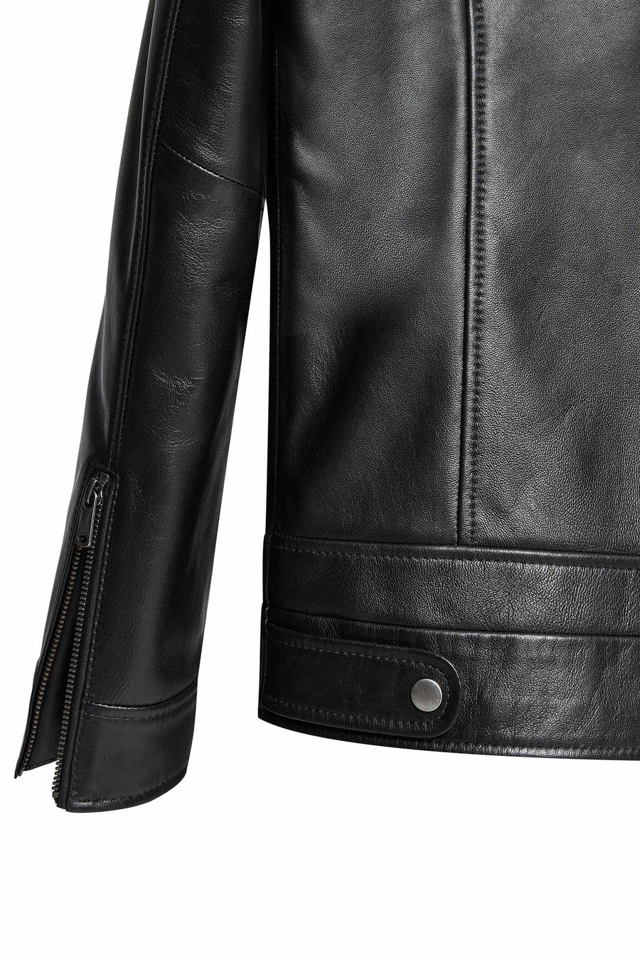 Patrick Men's Black Judge Collar Leather Jacket