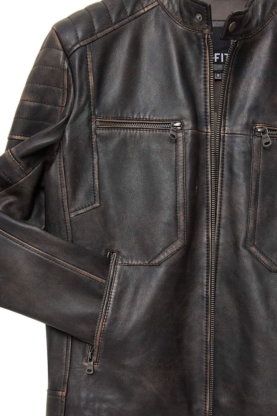 Morant Erkek Kahverengi Vintage Slim-Fit Deri Ceket