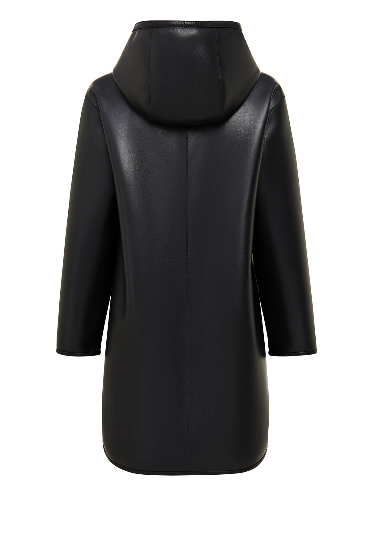 Artesina Kadın Siyah Kapüşonlu Teddy Deri Kaban