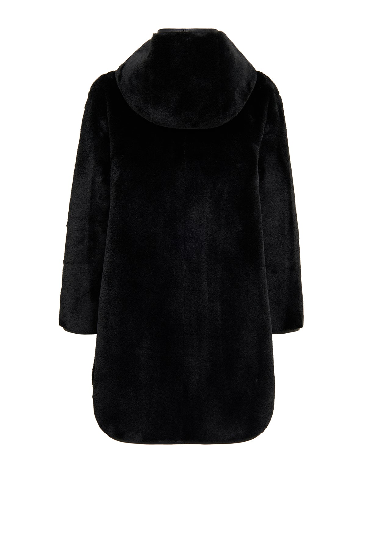 Artesina Kadın Siyah Kapüşonlu Teddy Deri Kaban