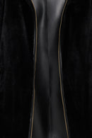 Artesina Kadın Siyah Kapüşonlu Teddy Deri Kaban | Derimod