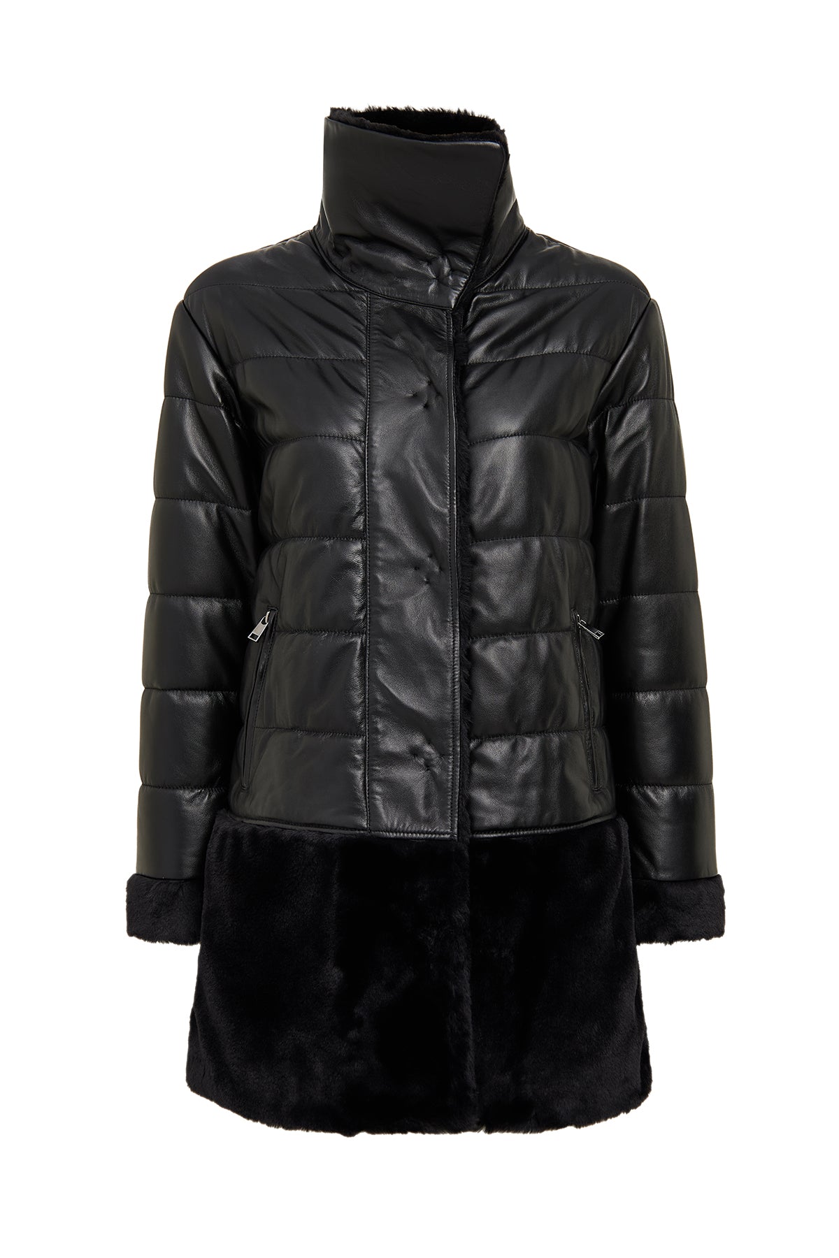 Avoriaz Kadın Siyah Teddy Deri Kaban