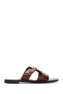 Women's Brown Leather Slippers | Derimod