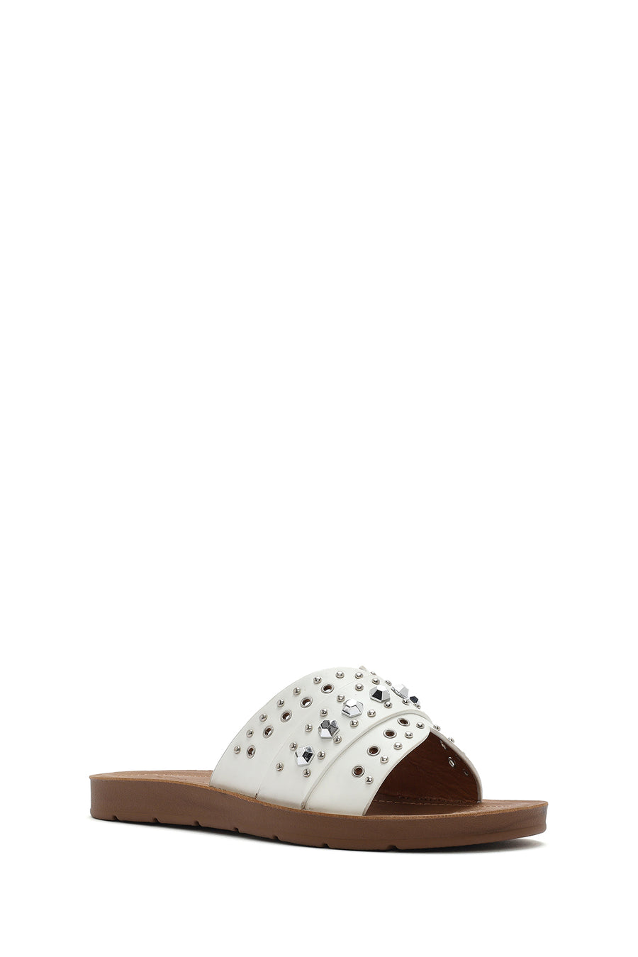Women's White Stone Slippers