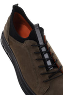 Men's Khaki Nubuck Leather Casual Sneaker | Derimod