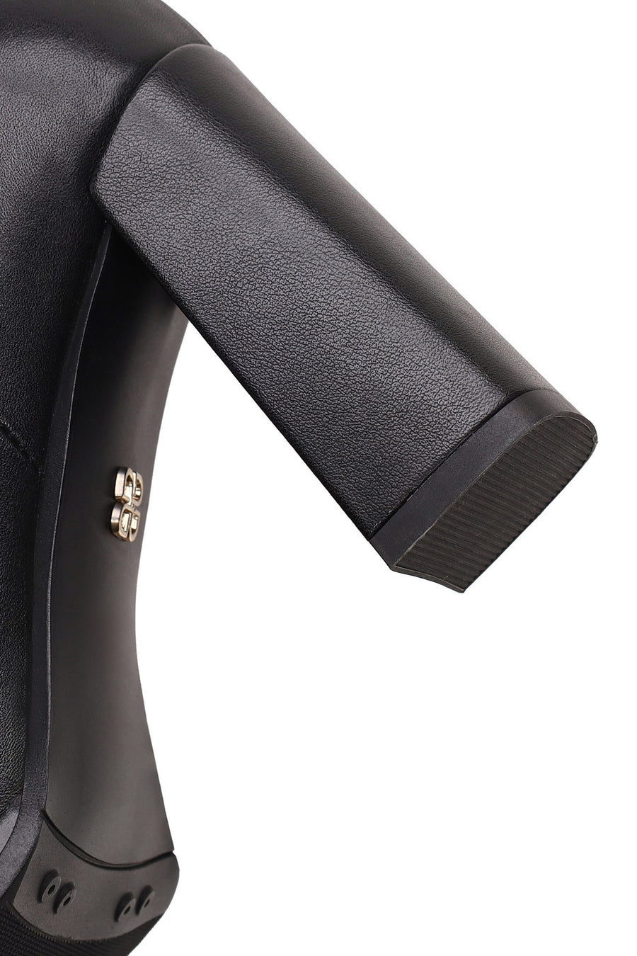 Woman Black Thick-Heeled Leather Boots