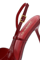 Women's Red Slingback Thin Heel Leather Shoes | Derimod