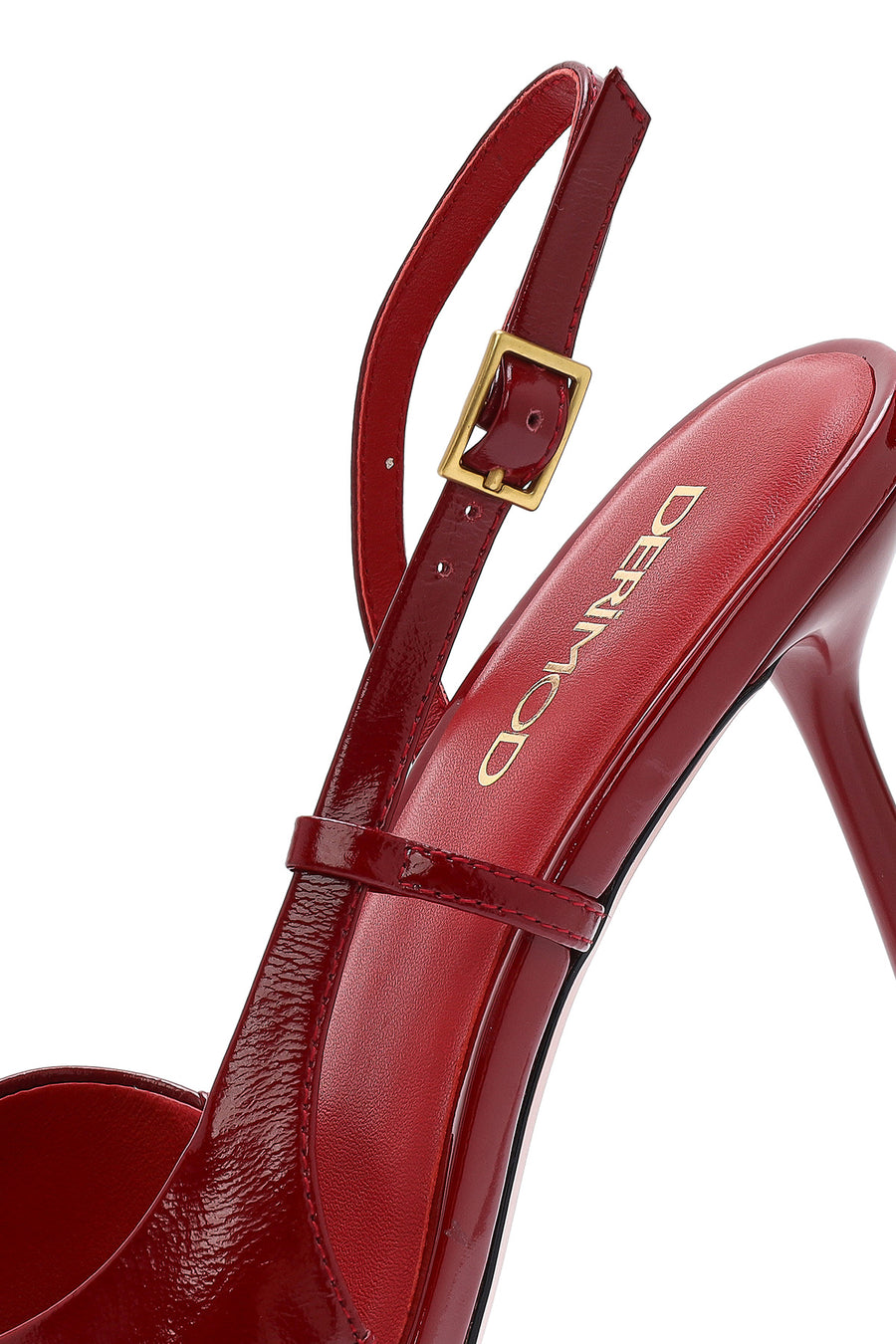 Women's Red Slingback Thin Heel Leather Shoes