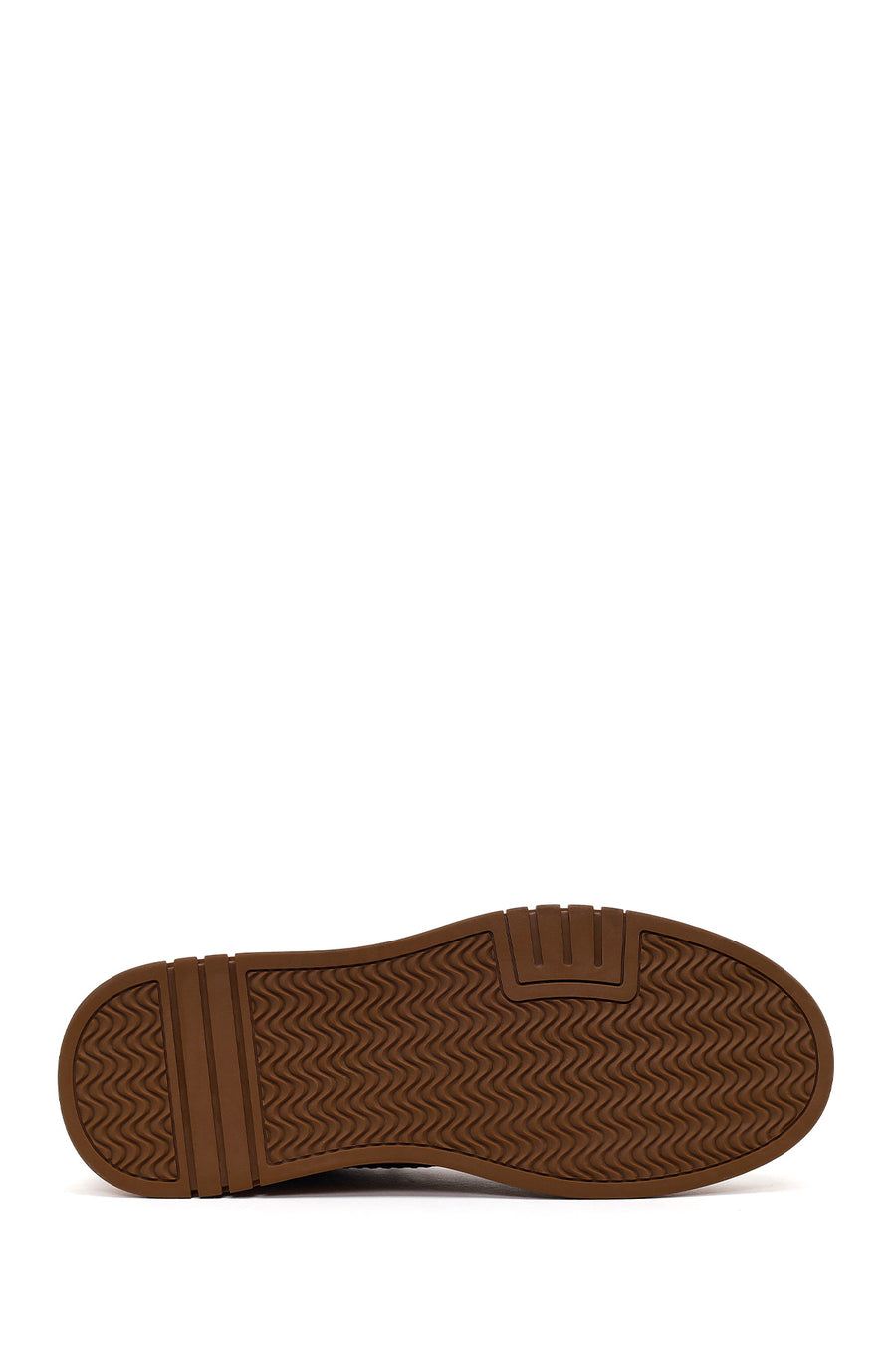 Male Khaki Lace-Up Thick-Soled Nubuck Leather Sneaker