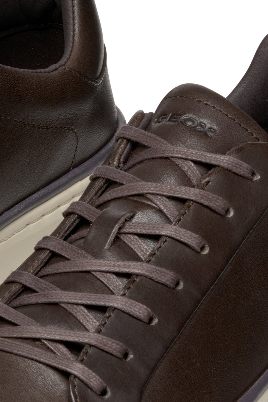 Geox Men's Brown Zackerty Lace-Up Leather Casual Shoes