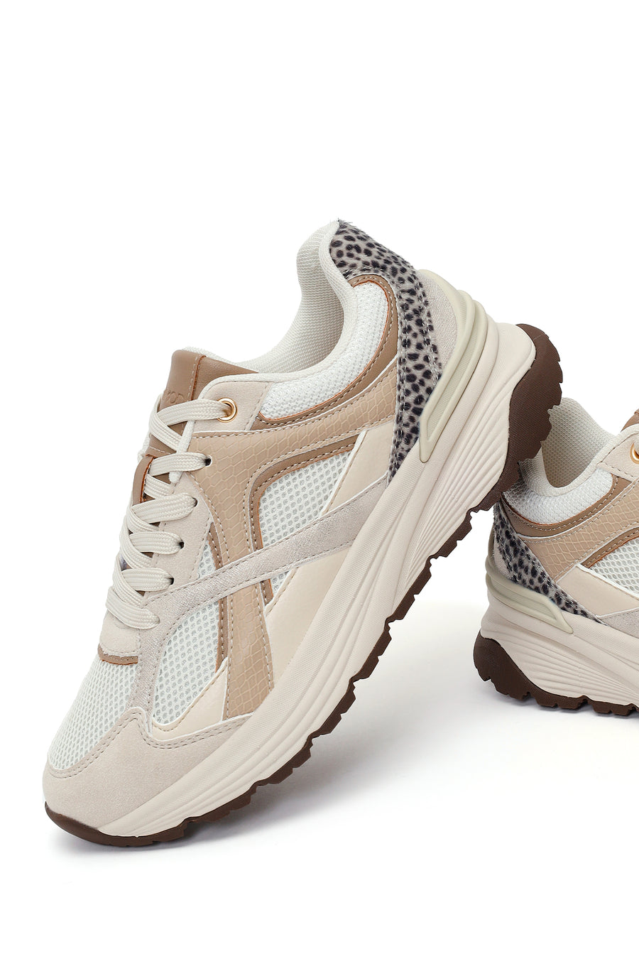 Kadın Bej Bağcıklı Kalın Tabanlı Sneaker
