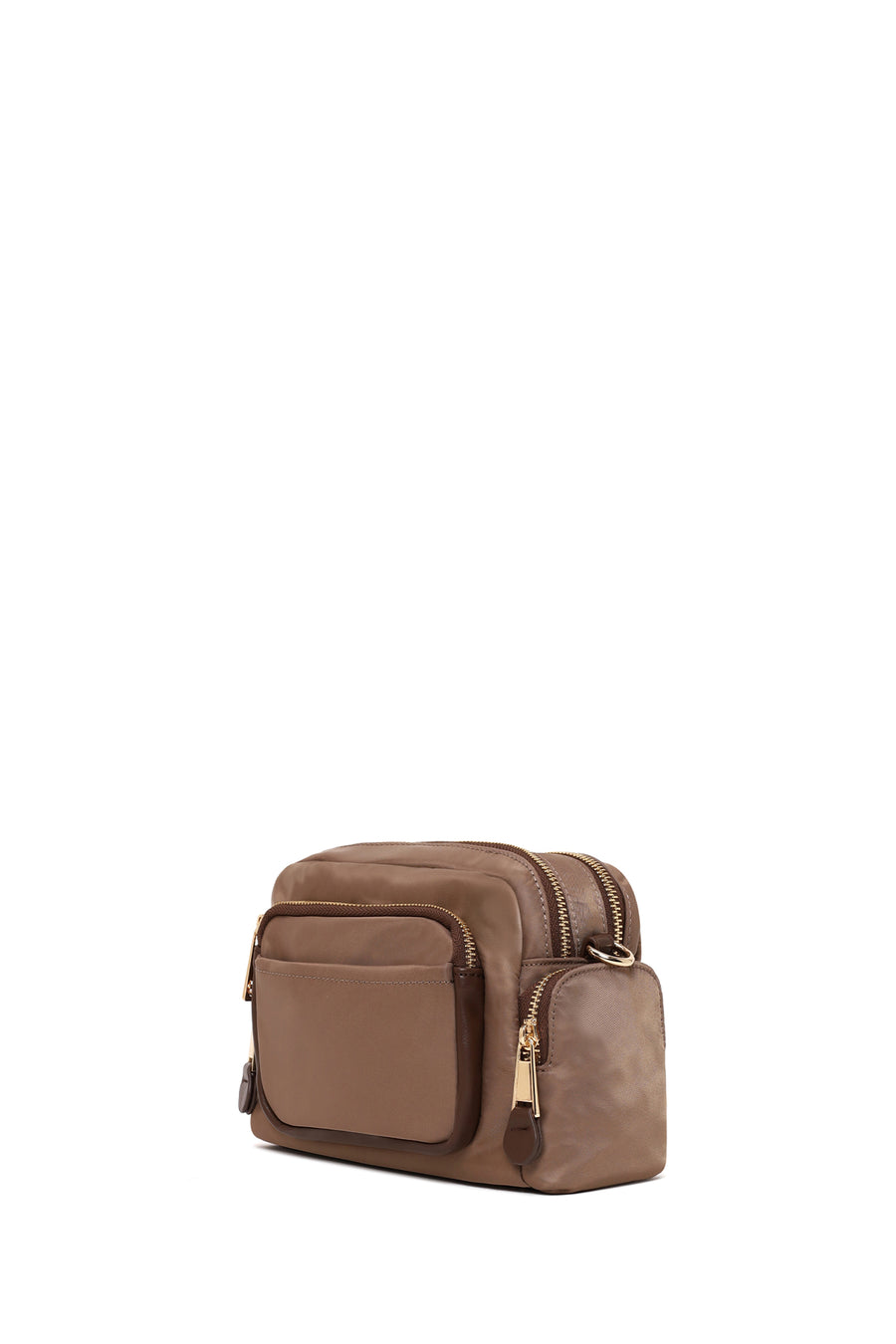 Woman Brown Fabric Mini Crossbody Bag