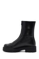 Women's Black Front Zipper Leather Boots | Derimod