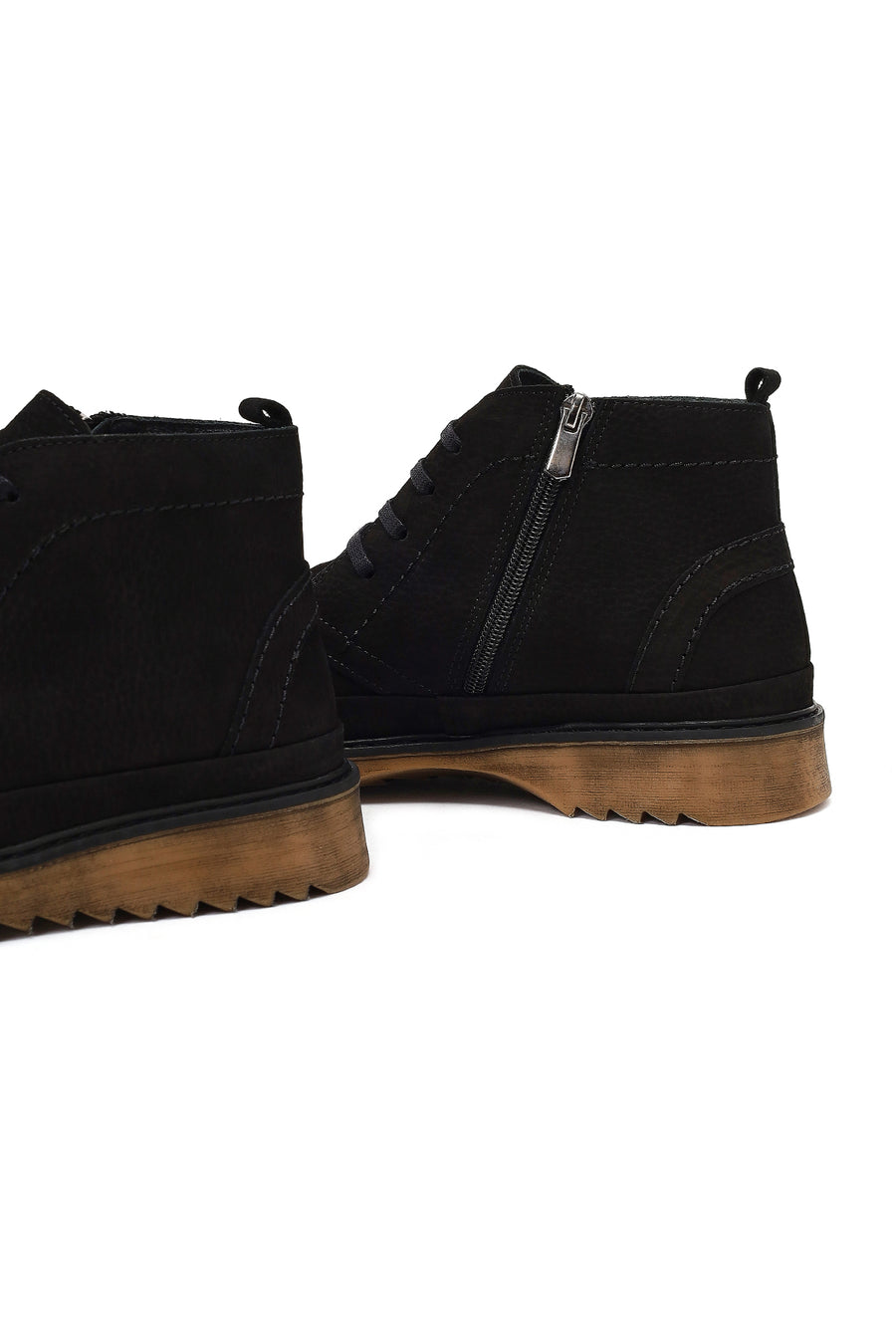 Male Black Zip Closure Nubuck Leather Boots