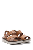 Women's Tan Ankle Strap Leather Comfort Sandals | Derimod