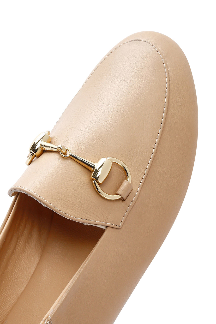 Women's Beige Leather Masculine Loafer