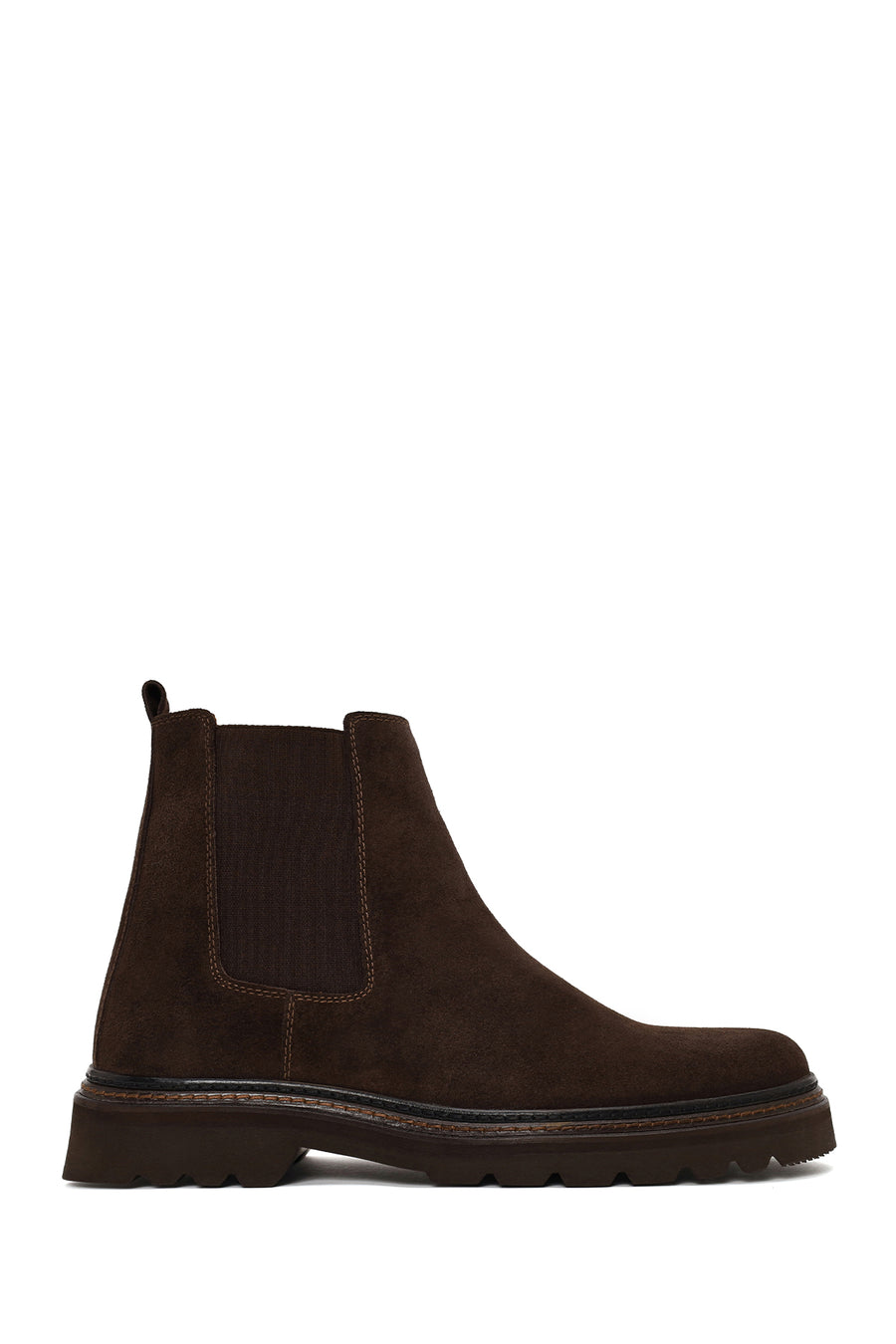 Male Brown Suede Casual Chelsea Boots WM730004DS | Derimod