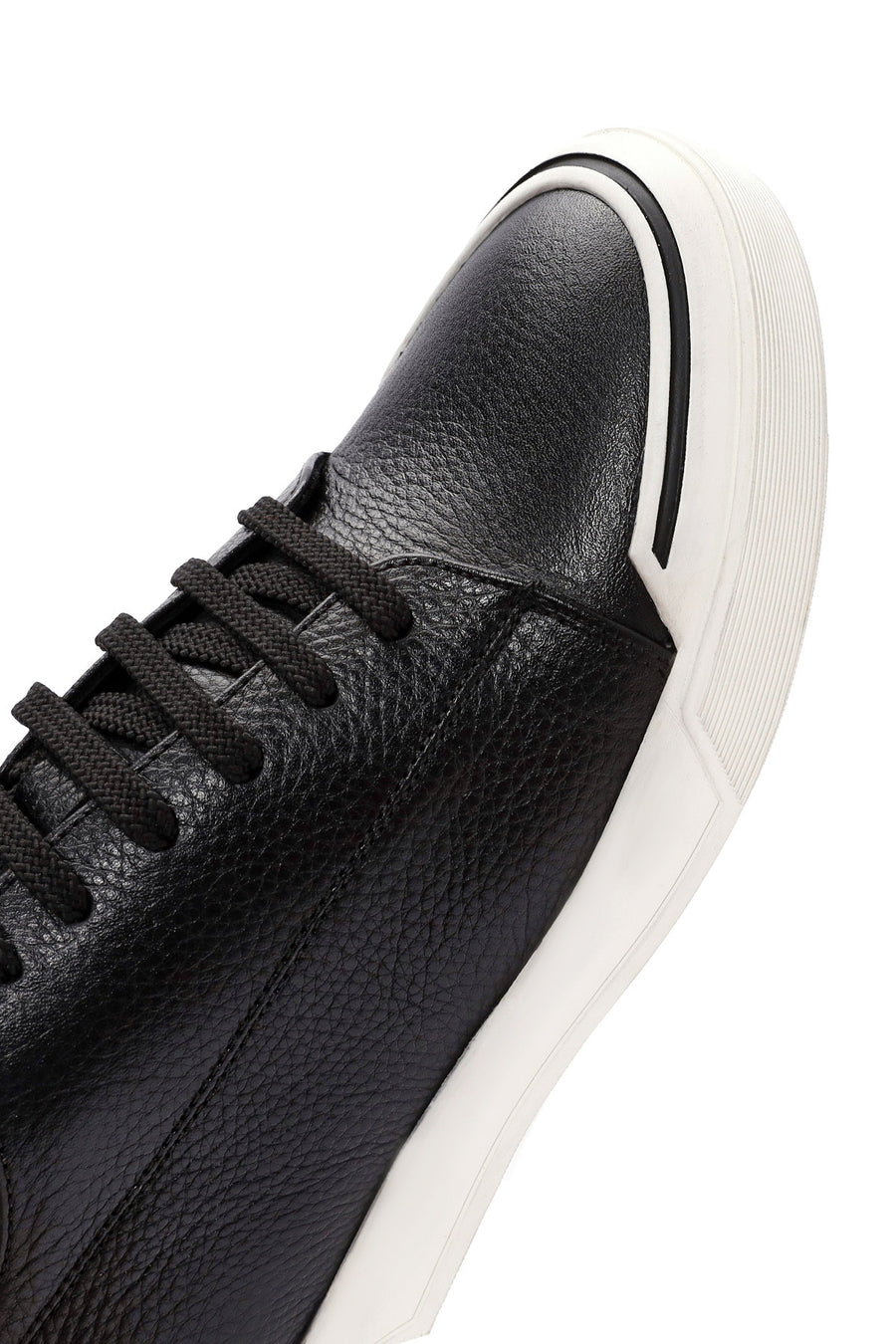 Men's Black Lace-up Leather Sneaker