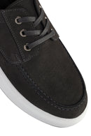 Men's Gray Lace-Up Nubuck Leather Casual Loafer | Derimod