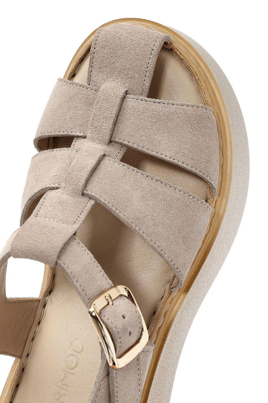 Women's Mink Ankle Buckle Thick Soled Suede Leather Comfort Sandals