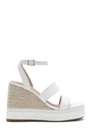 Women's White Ankle Buckle Wedge Heel Espadrille Sandals | Derimod