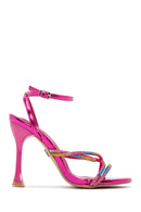 Women's Pink Ankle Strap Stone Heeled Sandals | Derimod