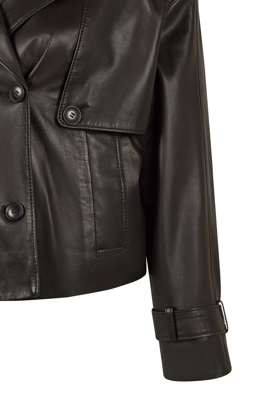 April Woman Black Short Oversize Leather Jacket