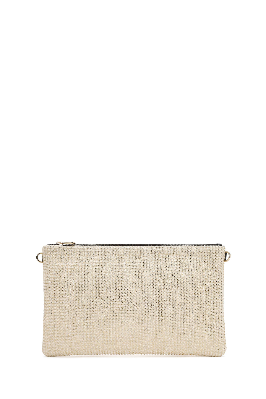 Women's Gold Long Chain Strap Straw Clutch Bag