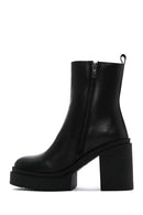 Women's Black Leather Platform Heeled Boots | Derimod