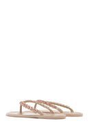 Kadın Bej Parmak Arası Taşlı Jelly Terlik | Derimod