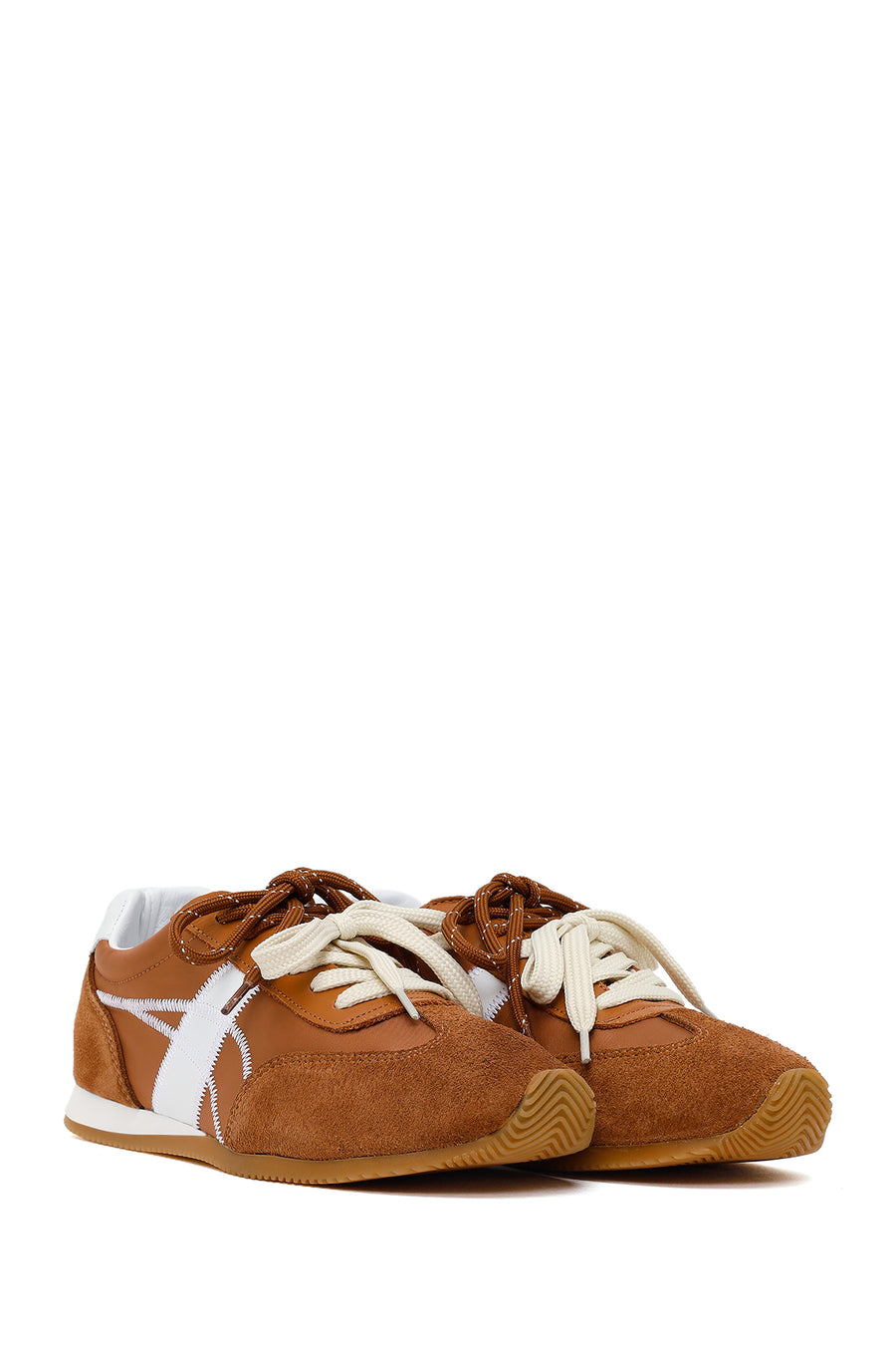 Women's Tan Lace-up Leather Sneaker