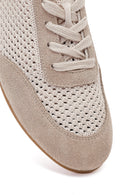 Kadın Bej Bağcıklı Deri Sneaker | Derimod