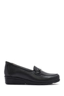 Kadın Siyah Tokalı Dolgu Topuklu Deri Comfort Loafer | Derimod