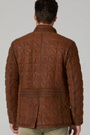 Lukaku Men's Cognac Leather Coat | Derimod