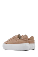 Women's Beige Lace-up Thick-Sole Leather Sneaker | Derimod