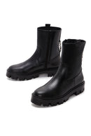 Women's Black Leather Zipper Classic Boots | Derimod