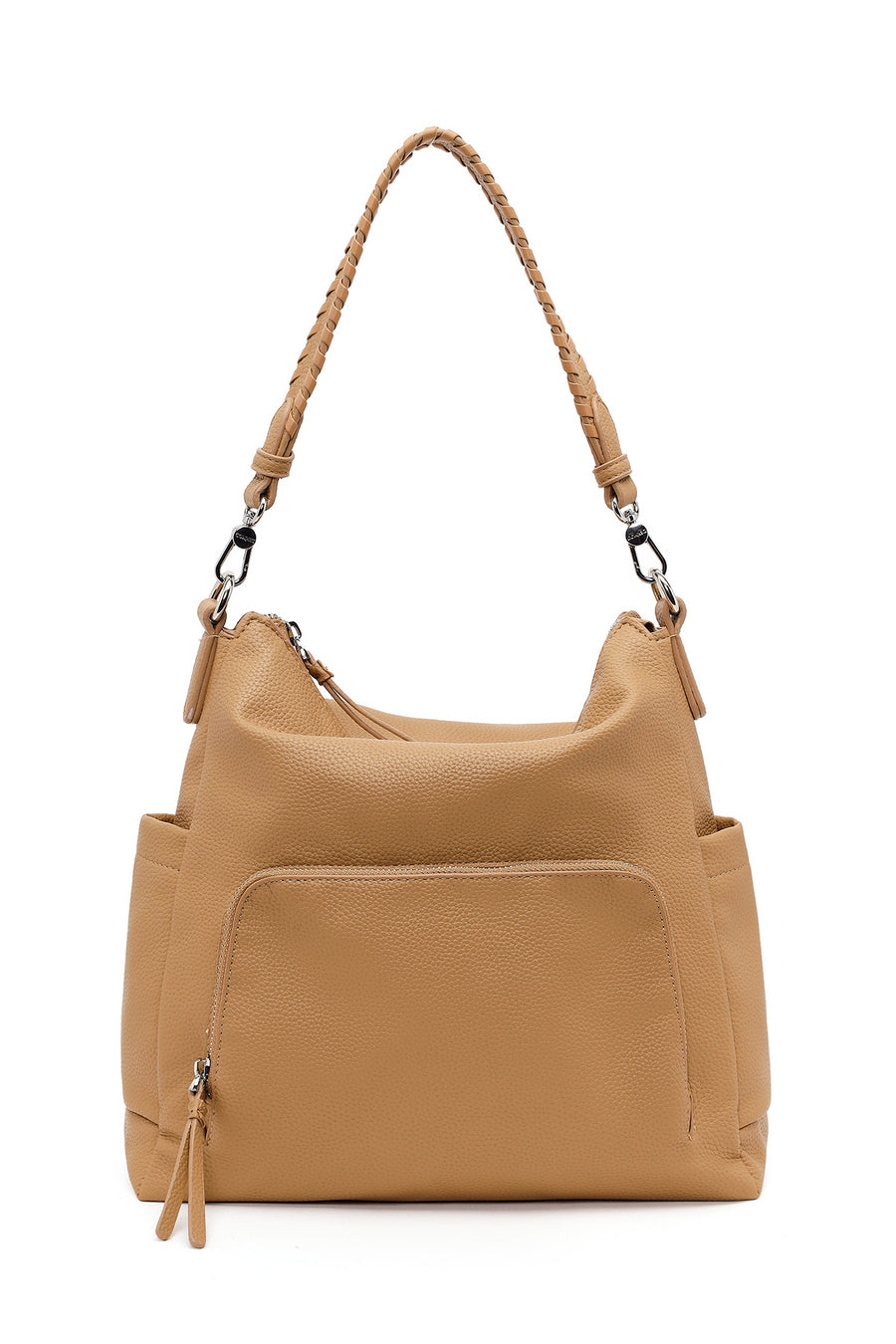 Woman Beige Long-Strap Shoulder Bag