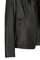 Martha Woman Black Short Leather Jacket | Derimod