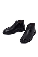 Male Black Zip Closure Lace-Up Leather Casual Boots | Derimod