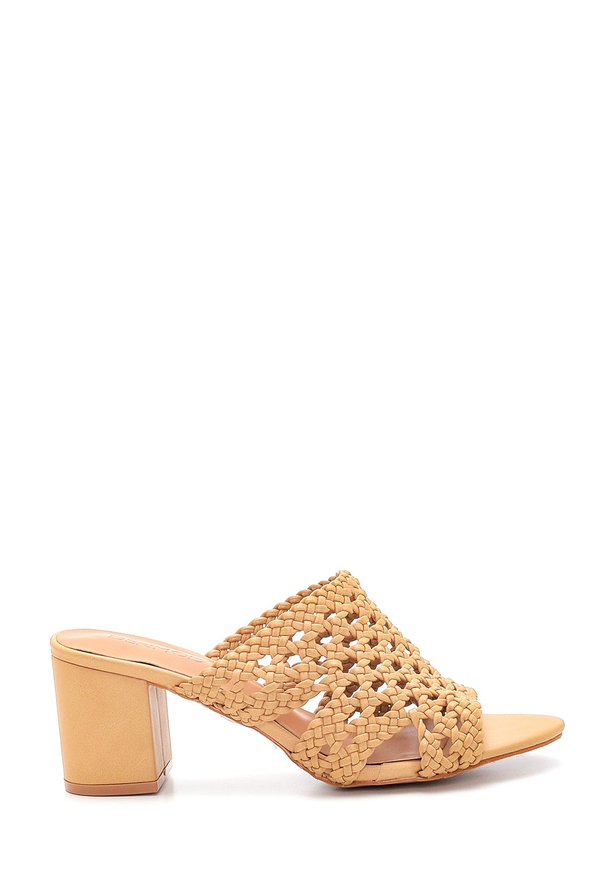 Women's Beige Knitted Heeled Slippers 22SFE461418 | Derimod