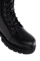 Women's Black Zippered Leather Boots | Derimod