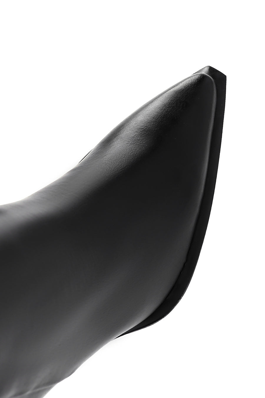 Woman Black Zip Closure Chunky Heeled Leather Boots