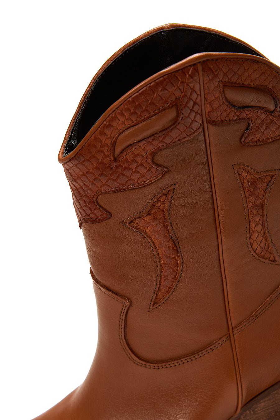 Women's Tan Leather Heeled Cowboy Western Boots